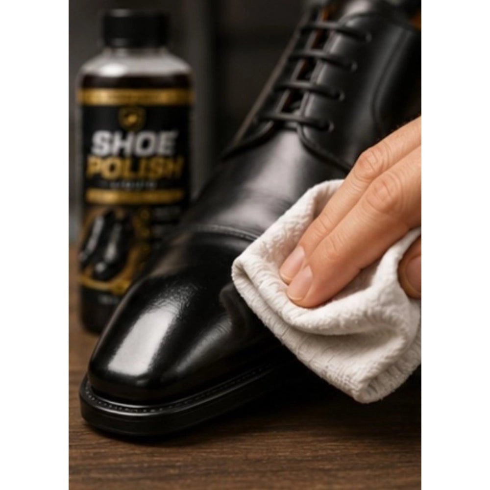 { "alt_text": "Brown liquid shoe polish kit, pack of 2 bottles, 100 ML, restores shine for men's footwear" }
