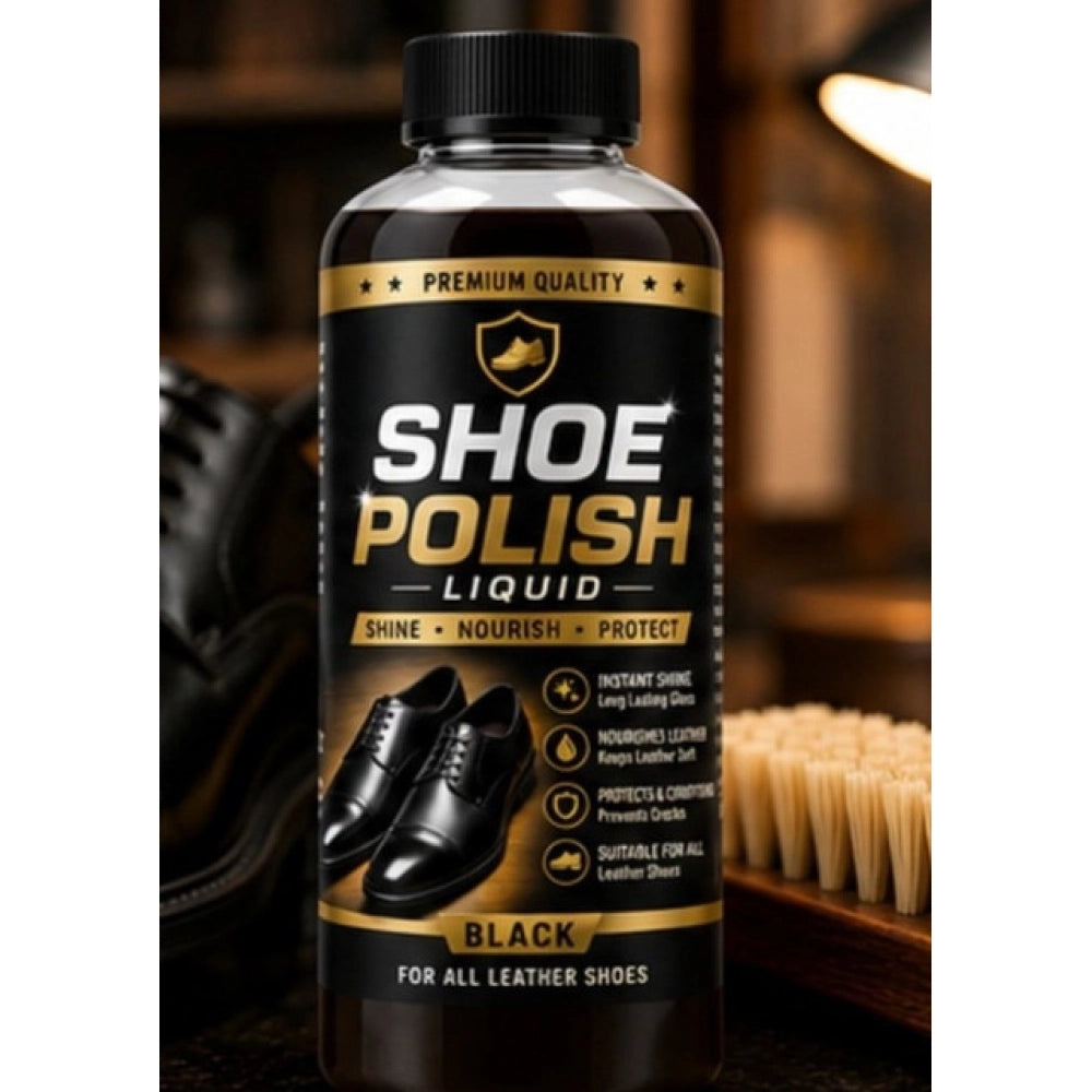 { "alt_text": "Brown liquid shoe polish kit, pack of 2 bottles, 100 ML, restores shine for men's footwear" }