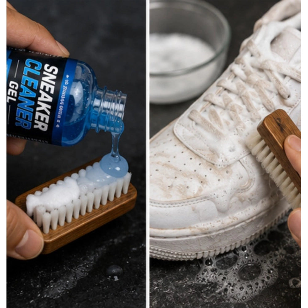 { "alt_text": "Clear gel sneaker cleaner gel bottles, 100 ML, pack of 2, for maintaining shoe appearance and fresh fruit fragrance" }