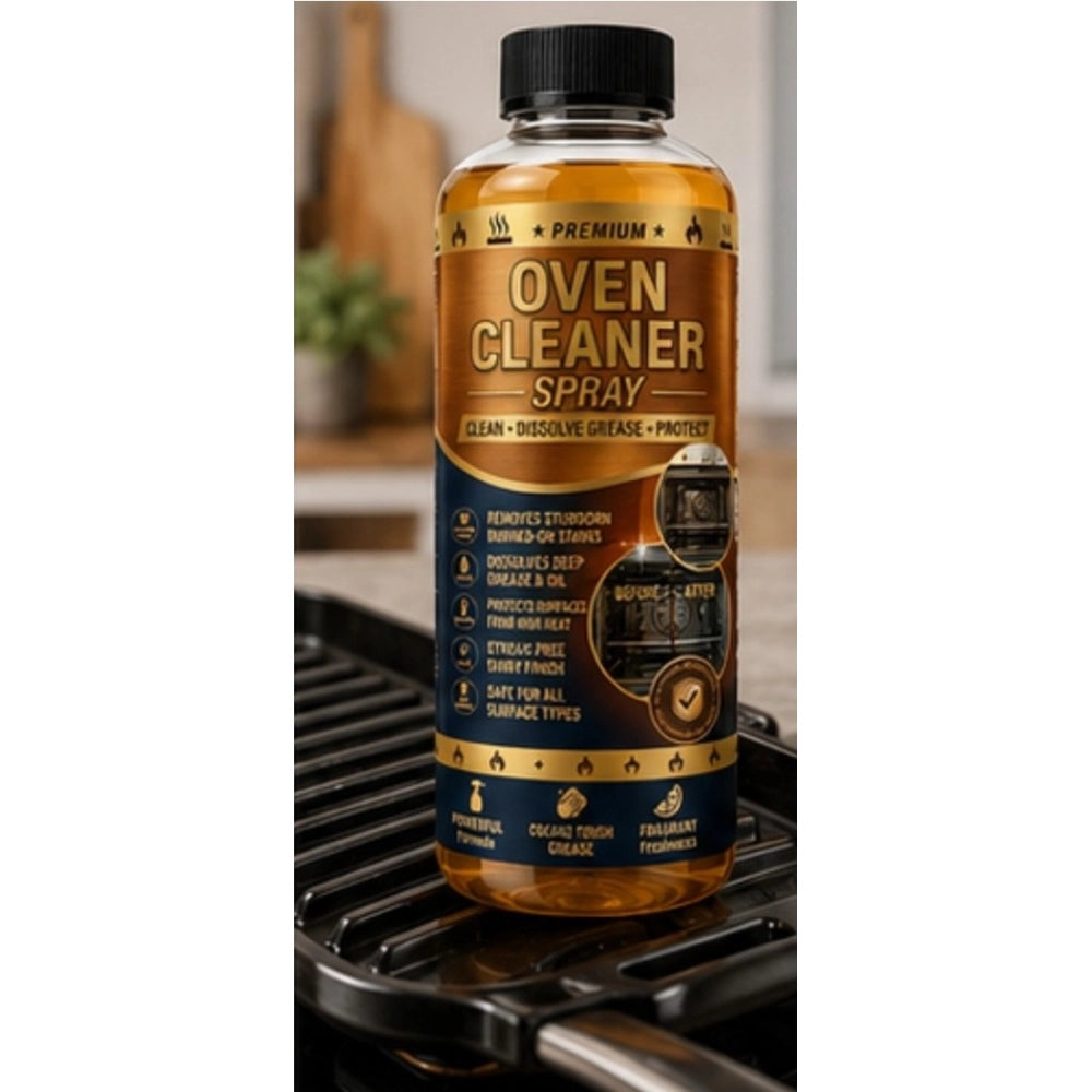 { "alt_text": "Clear liquid oven cleaner bottles, 100 ML, removes grease and residue from oven surfaces, kitchen cleaning" }