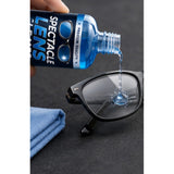 { "alt_text": "Clear liquid spectacle lens cleaner bottles, 100 ML pack of 2, for removing dust and smudges" }
