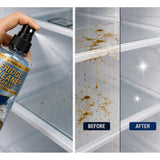 { "alt_text": "Clear liquid fridge cleaner bottles, 100 ML, pack of 2, fresh fruit scent, refrigerator interior cleaning spray" }