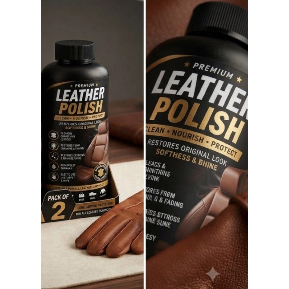 { "alt_text": "Brown leather polish liquid bottles, 100 ML, pack of 2, for shining leather surfaces, shoe care" }