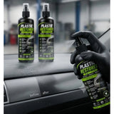 { "alt_text": "Clear plastic restorer polish liquid spray bottles, 100 ML, restores shine, car detailing, plastic cleaner" }