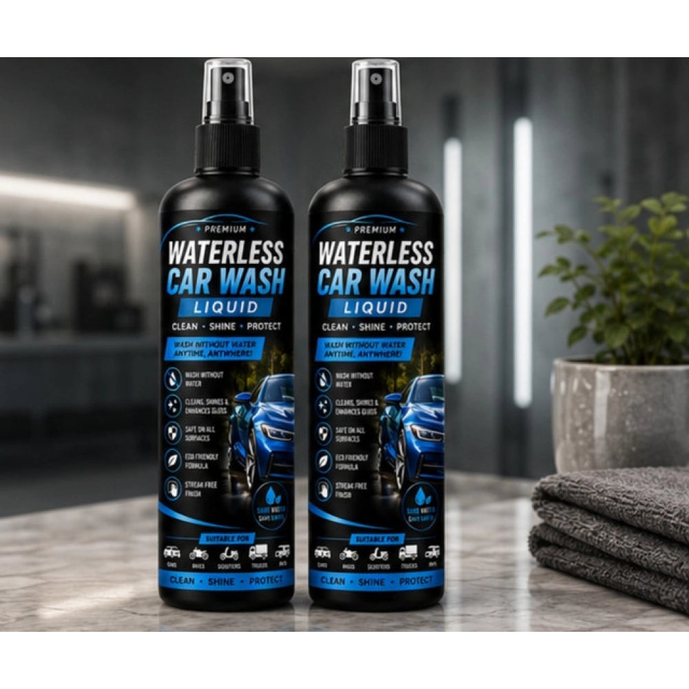 { "alt_text": "Clear plastic waterless car wash liquid spray bottles, 100 ML, for vehicle cleaning, car detailing, and auto wash" }