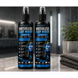 { "alt_text": "Clear plastic waterless car wash liquid spray bottles, 100 ML, for vehicle cleaning, car detailing, and auto wash" }