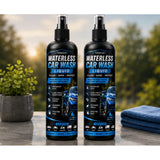 { "alt_text": "Clear plastic waterless car wash liquid spray bottles, 100 ML, for vehicle cleaning, car detailing, and auto wash" }