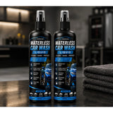 { "alt_text": "Clear plastic waterless car wash liquid spray bottles, 100 ML, for vehicle cleaning, car detailing, and auto wash" }