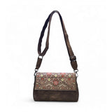 Women's Polyurethane Floral Embroidered Crossbody Sling Bag with Adjustable &amp; Removable Strap (Brown)