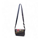 Women's Polyurethane Floral Embroidered Crossbody Sling Bag with Adjustable &amp; Removable Strap (Coffee)
