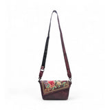 Women's Polyurethane Floral Embroidered Crossbody Sling Bag with Adjustable &amp; Removable Strap (Red)