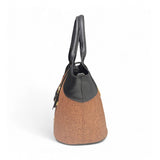 Women's Polyurethane Textured Two-Tone Tote Handbag with Adjustable &amp; Removable Strap (Brown)