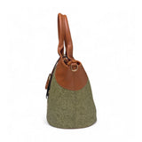 Women's Polyurethane Textured Two-Tone Tote Handbag with Adjustable &amp; Removable Strap (Green)