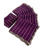 Women's Jimmy Choo Embellished Saree With Unstitched Blouse 5.5Mtr�(Purple)