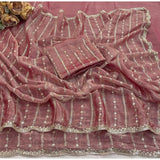 Women's Jimmy Choo Embellished Saree With Unstitched Blouse 5.5Mtr�(Pink)