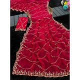 Women's Jimmy Choo Embellished Saree With Unstitched Blouse 5.5Mtr�(Pink)