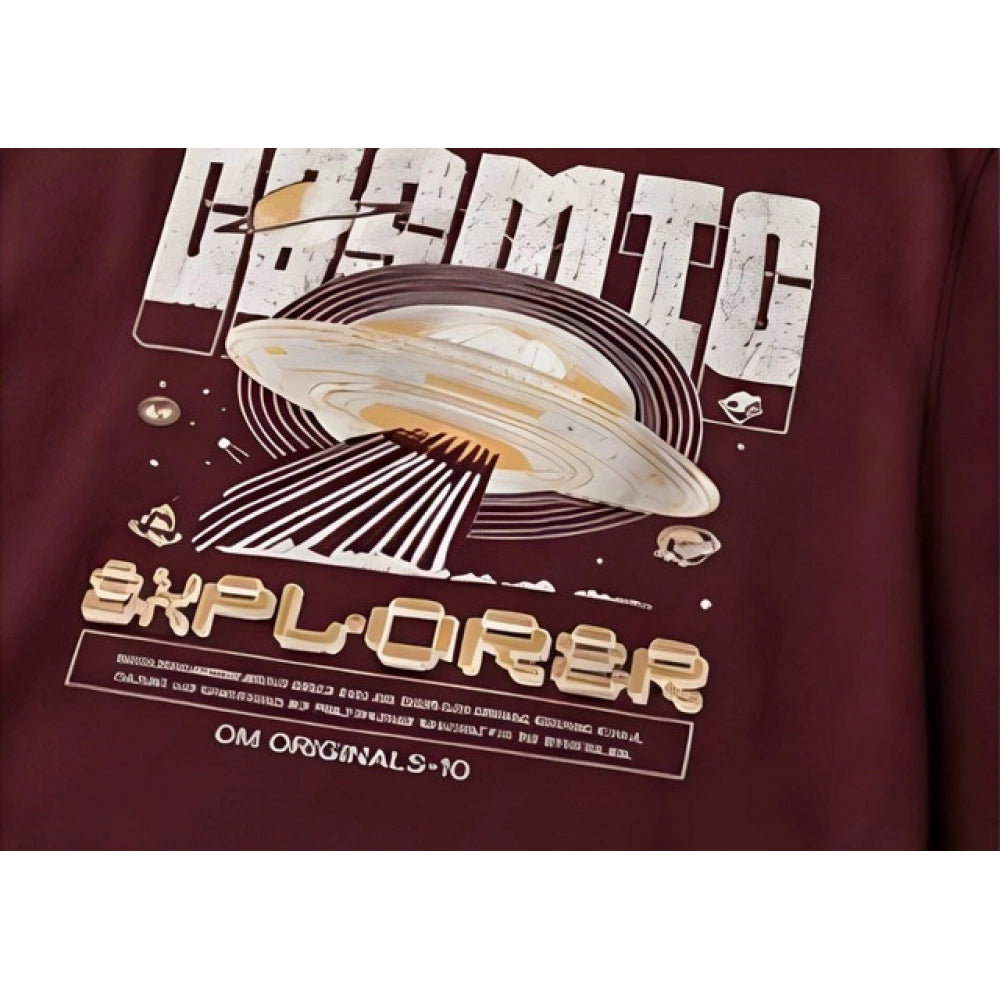 { "alt_text": "Maroon cotton blend men's oversized t-shirt, printed casual wear, round neck half sleeve, 220 GSM" }