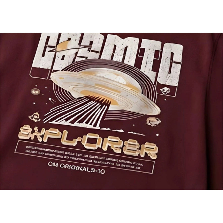 { "alt_text": "Maroon cotton blend men's oversized t-shirt, printed casual wear, round neck half sleeve, 220 GSM" }