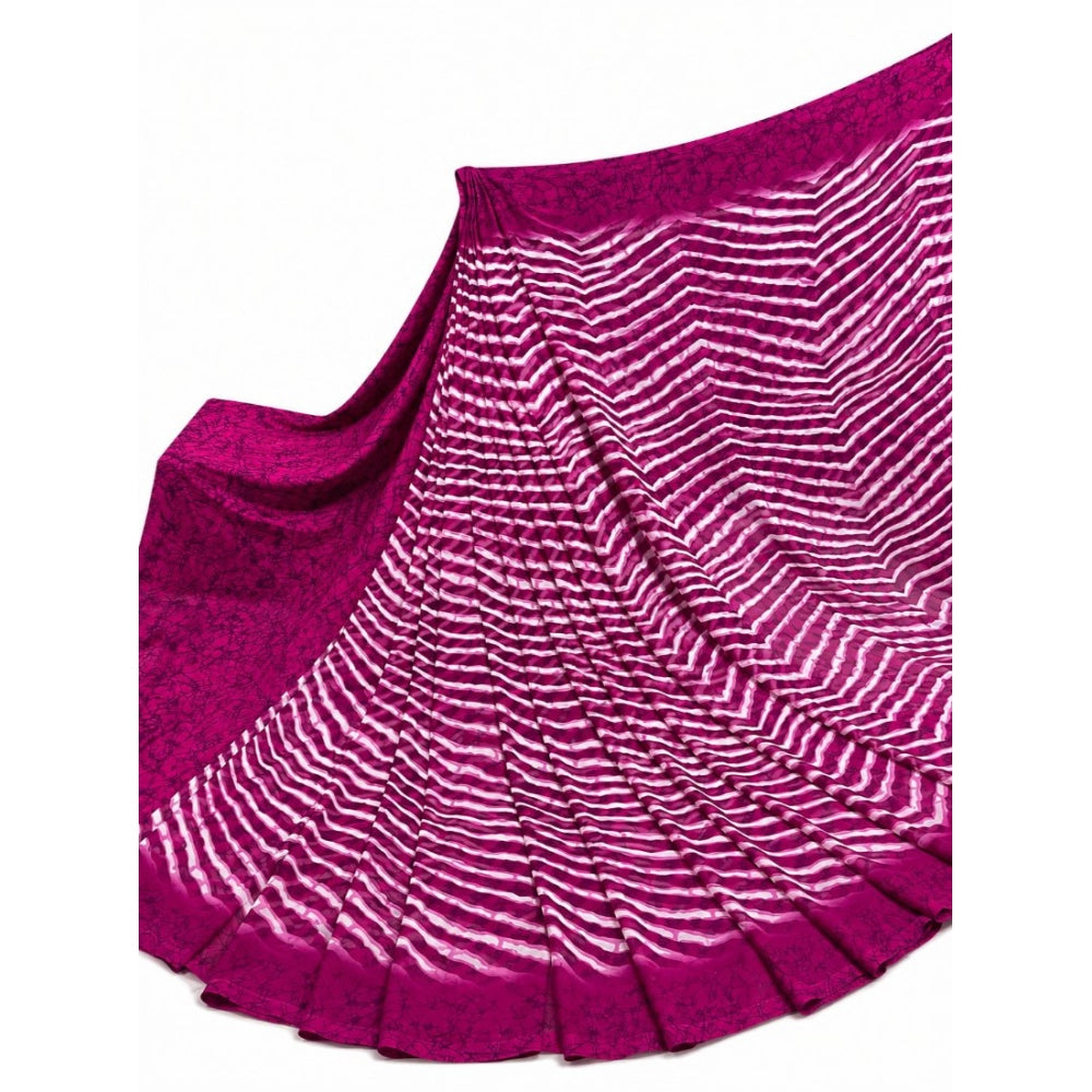 Women's Georgette Printed Saree With Unstitched Blouse 5.5Mtr (Magenta)