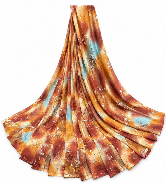 { "alt_text": "Multi georgette printed saree with unstitched blouse, 5.5m, ethnic wear fashion fabric" }