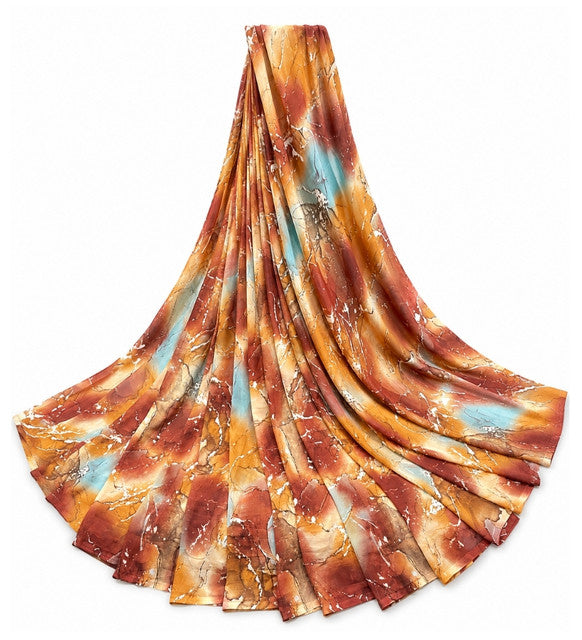 { "alt_text": "Multi georgette printed saree with unstitched blouse, 5.5m, ethnic wear fashion fabric" }