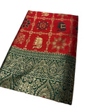 { "alt_text": "Red jacquard printed saree with unstitched blouse, 5.5m, ethnic wear, Indian traditional clothing" }