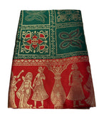 { "alt_text": "Green jacquard printed saree with unstitched blouse, 5.5m, ethnic wear, Indian traditional clothing" }