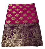 { "alt_text": "Magenta jacquard printed saree with unstitched blouse, 5.5m, ethnic wear, Indian traditional clothing" }