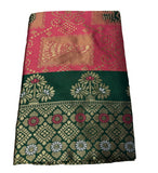 Women's Jacquard Printed Saree With Unstitched Blouse 5.5Mtr (Pink)