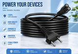 Black 2-pin universal AC power cord wire, 2.3m long, compatible with TVs, laptops, and printers
