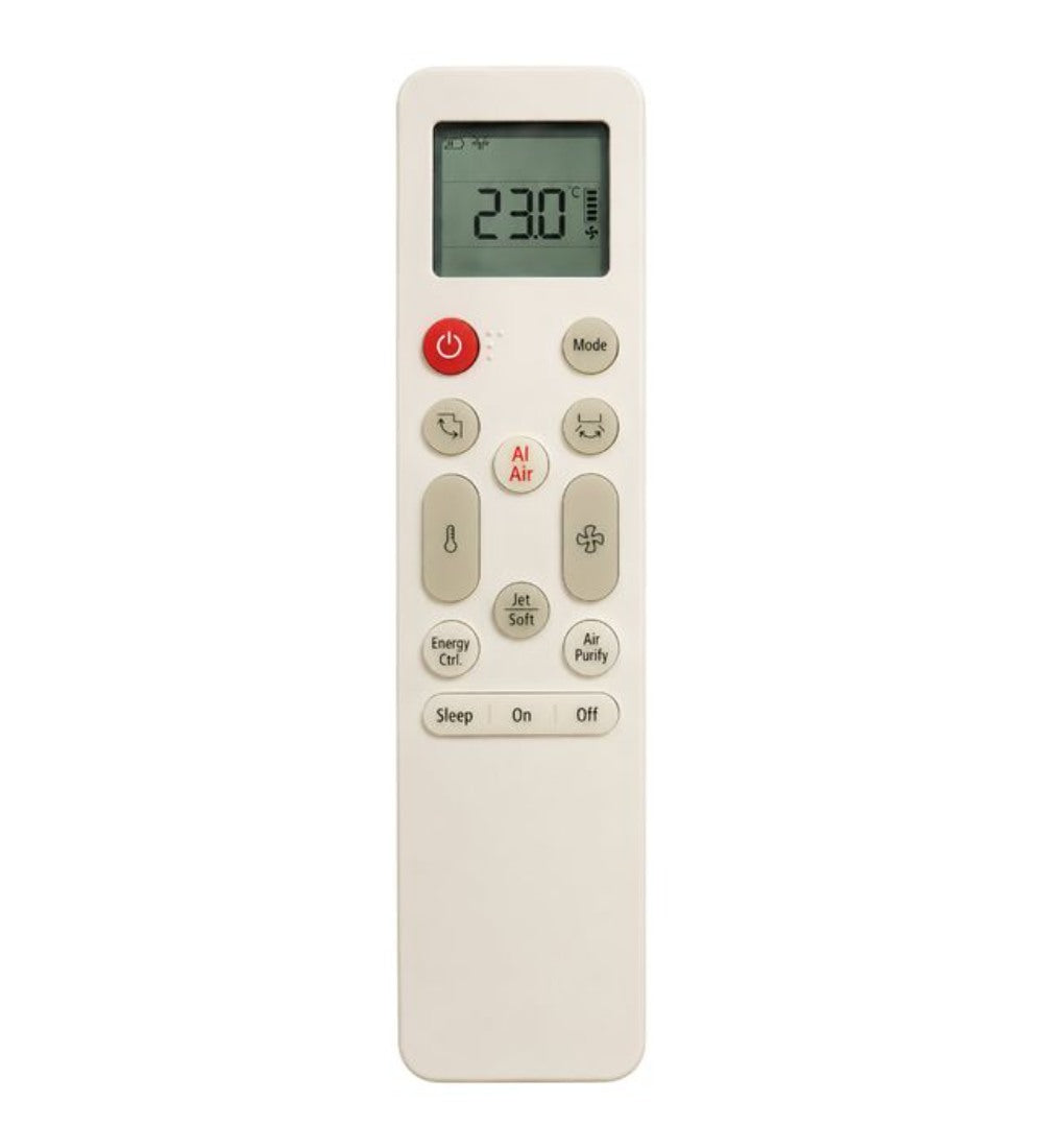 White AC remote control model 356 for LG air conditioner, featuring ergonomic design and long range