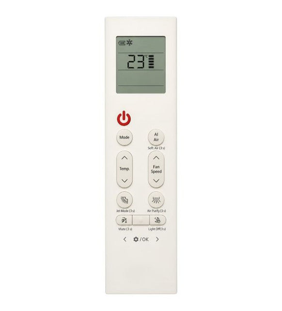 White AC remote control model 356B for LG air conditioner, featuring ergonomic design and long range