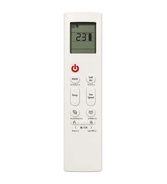 White AC remote control model 356C for LG air conditioner, ergonomic design, long range operation