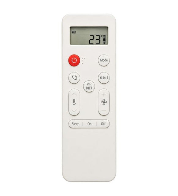 White AC remote control model 356E for LG air conditioner, featuring ergonomic design and long range
