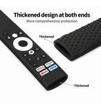 Black silicone protective cover for Skyworth smart TV remote with integrated safety lanyard