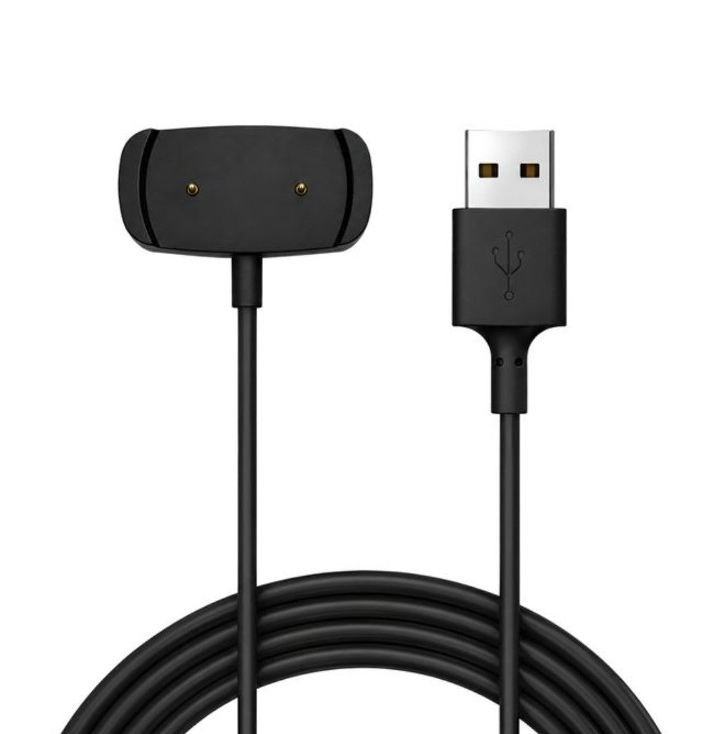 Black magnetic charging cable for Amazfit smartwatches, 1 meter long, compatible with multiple models