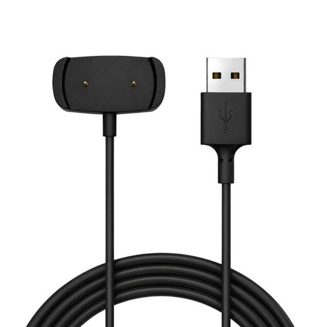Black magnetic charging cable for Amazfit smartwatches, 1 meter long, compatible with multiple models