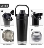 Multicolor stainless steel gym water bottle with leak-resistant screw lid and integrated carry strap
