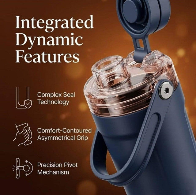 Multicolor stainless steel gym water bottle with leak-resistant screw lid and integrated carry strap