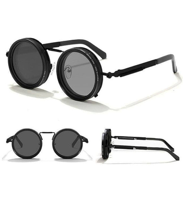 Black metal adjustable tint sunglasses with light-to-dark transition for comfortable all-day vision