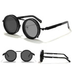 Black metal adjustable tint sunglasses with light-to-dark transition for comfortable all-day vision