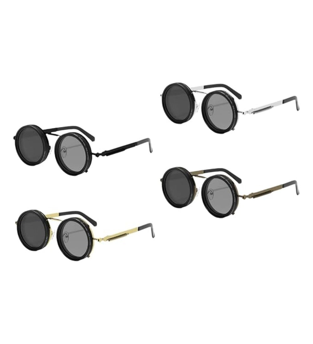Black metal adjustable tint sunglasses with light-to-dark transition for comfortable all-day vision