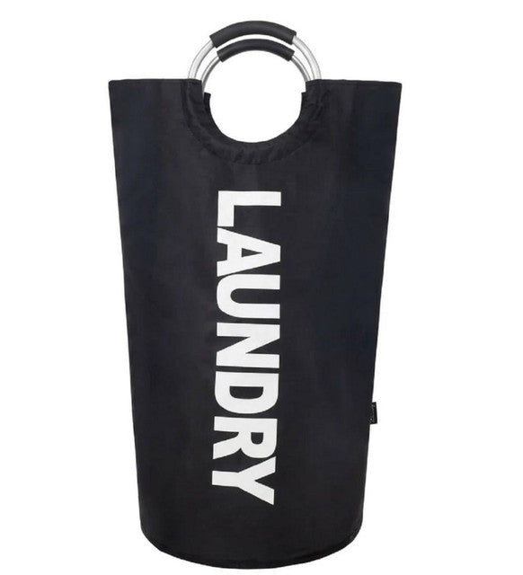 Polyester 90 L Laundry Basket for Clothes Storage Bag (Black)