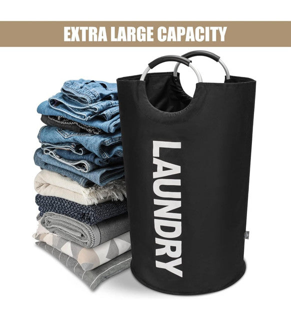 Polyester 90 L Laundry Basket for Clothes Storage Bag (Black)