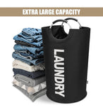 Polyester 90 L Laundry Basket for Clothes Storage Bag (Black)