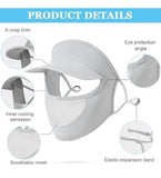 Multicolor elastic wide-brim foldable sun protection cap with integrated breathable face mask for women