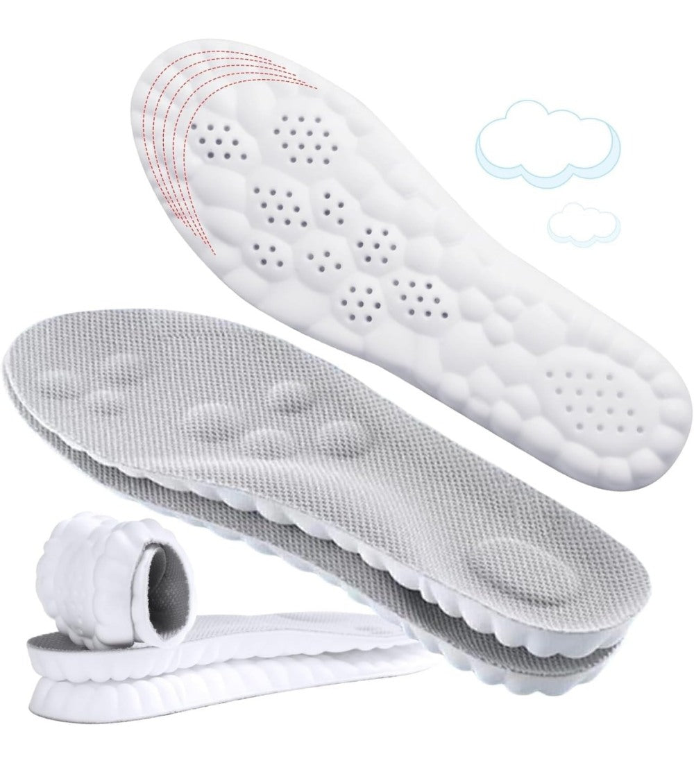 Grey orthopedic memory foam shoe insole providing soft cushioning and customizable support for daily foot comfort