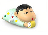 Multicolor plastic Shinchan anime figure toy crawling and hugging an alarm clock collectible decoration