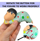 Multicolor plastic Shinchan anime figure toy crawling and hugging an alarm clock collectible decoration