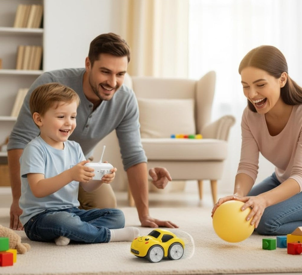 Multicolor plastic mini RC intelligent car with advanced sensors for line following and obstacle avoidance